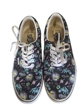 Vans Unisex Off the wall Paradise black with blue sneakers Men 7.5/ Women 9